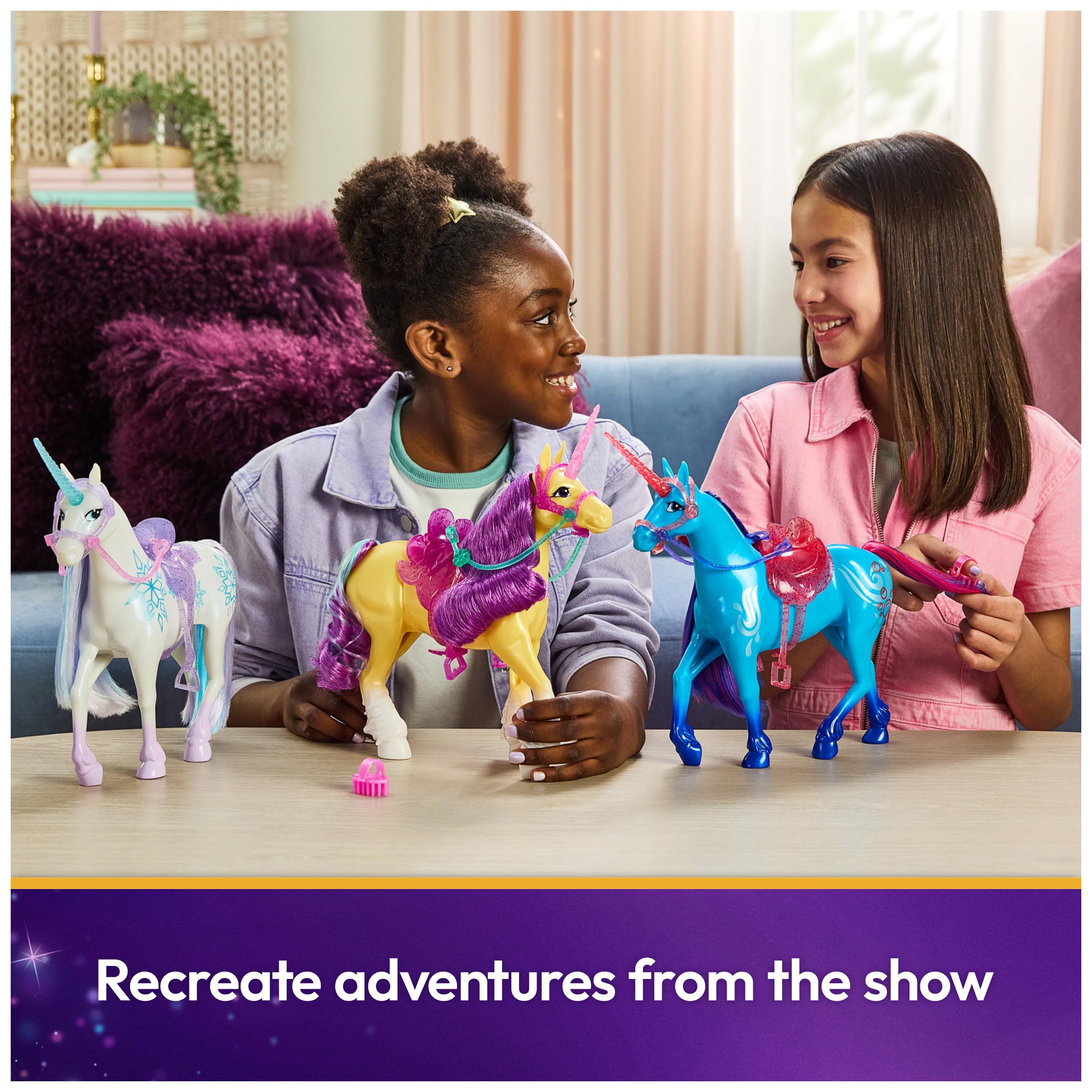 Unicorn Academy Unicorn Leaf, 28 cm, unicorno originale Ava alla serie Netflix, con vera criniera e coda, briglia e sella rimovibili, spazzola per bambini dai 4 anni in su