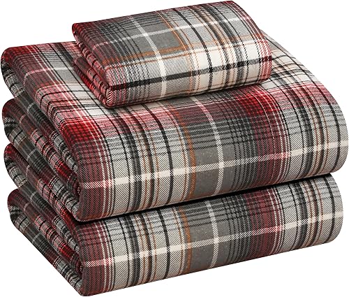 Vista 305 de RUVANTI Juego de sábanas de franela 100% algodón, tamaño matrimonial, 4 piezas, Alpine Serenity Serenidad alpina