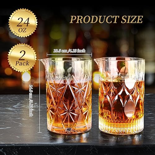 Miniatura 2 de Vasos mezcladores de cóctel de 24 onzas para whisky y coctelera mezcladora, Martini Old Fashioned Crystal Bar Set 2 piezas (forma de Xcopos de nieve)