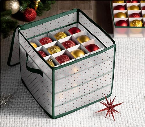 Miniatura 2 de ZOBER Caja de almacenamiento de plástico para adornos de Navidad, almacena 64 adornos de 3 pulgadas con bandejas individuales, caja de