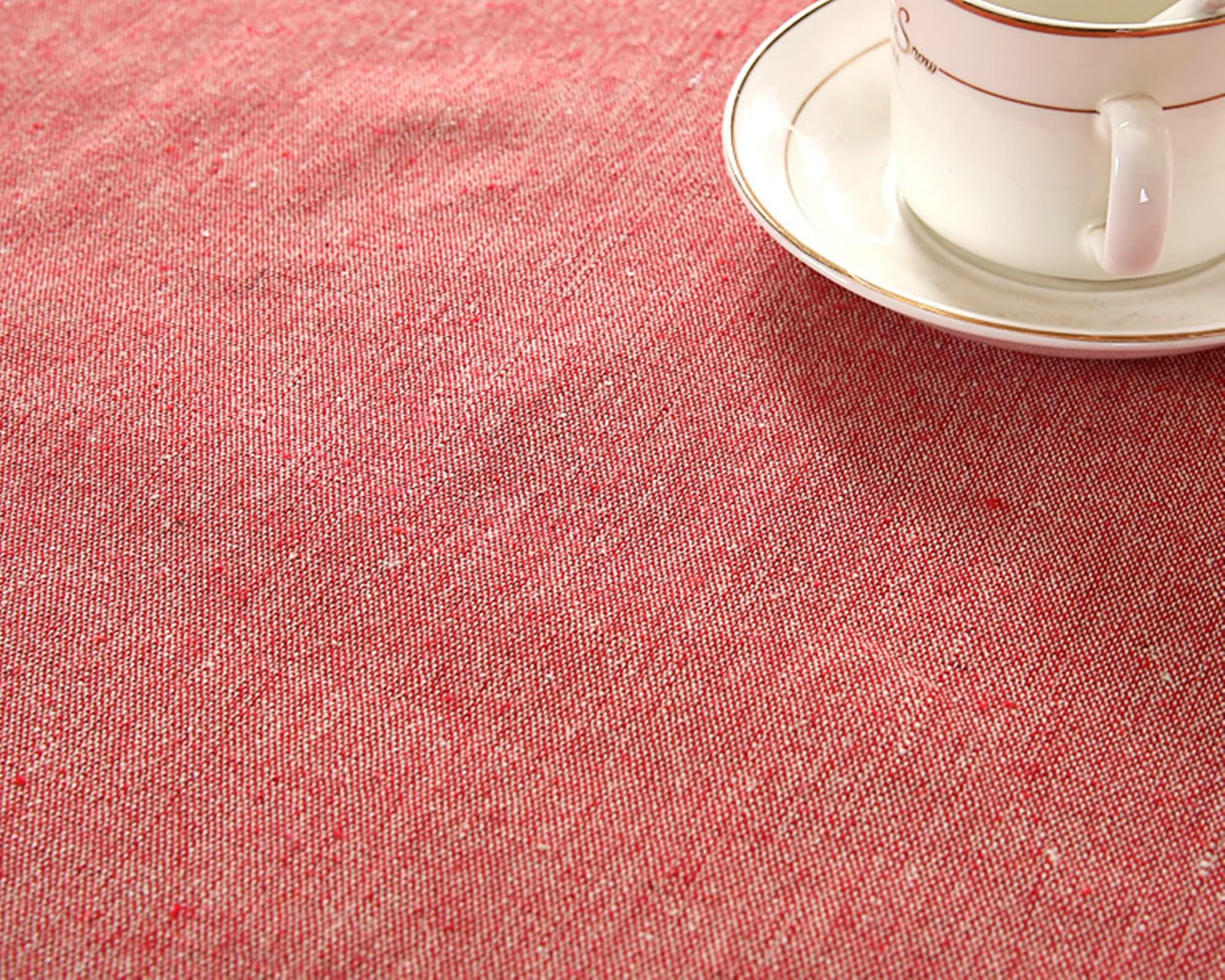 Gualiy Tovaglia da Cucina Cotone Lino, Tovaglie Salotto 140x200CM Tovaglia Rettangolare Antimacchia Impermeabile Tinta Unita Tovaglia per Ristorante, Rosso Anguria