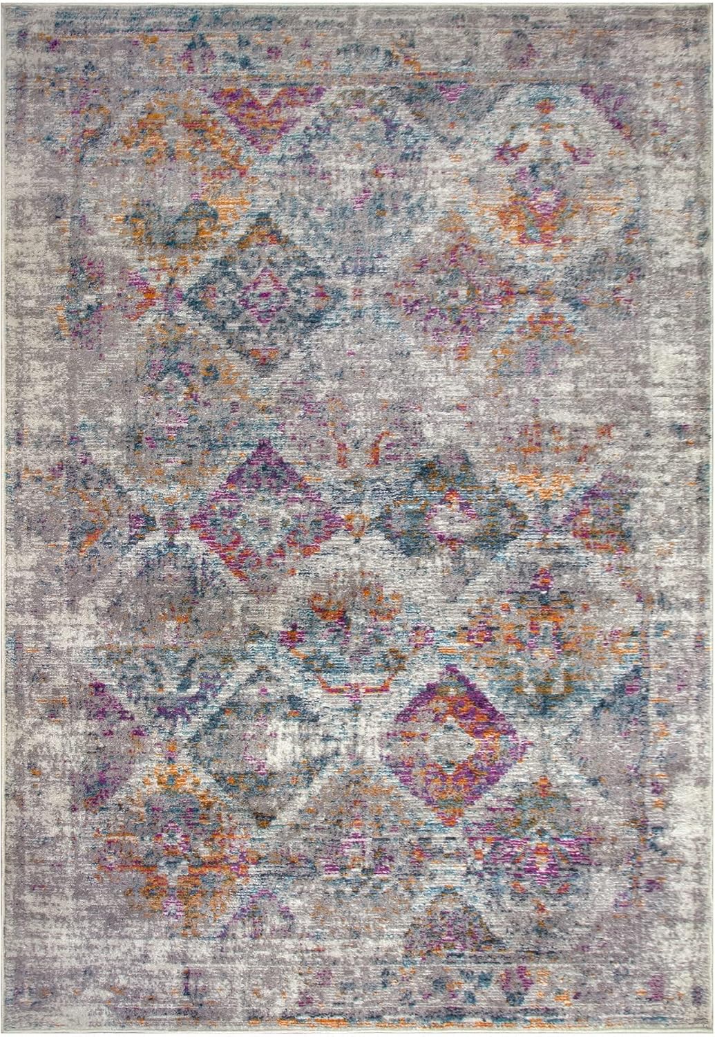Pemberly Row Vintage Patchwork Boho Chic Faded Area Rug Rectangle 5'3" x 7'7"
