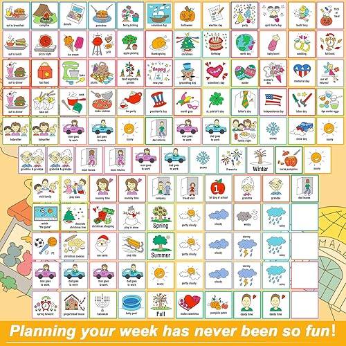 Miniatura 7 de 264 tarjetas visuales de horario  Rutina diaria y tabla de tareas para autismo, niños pequeños y niños  Planificador de pared con horario semanal y