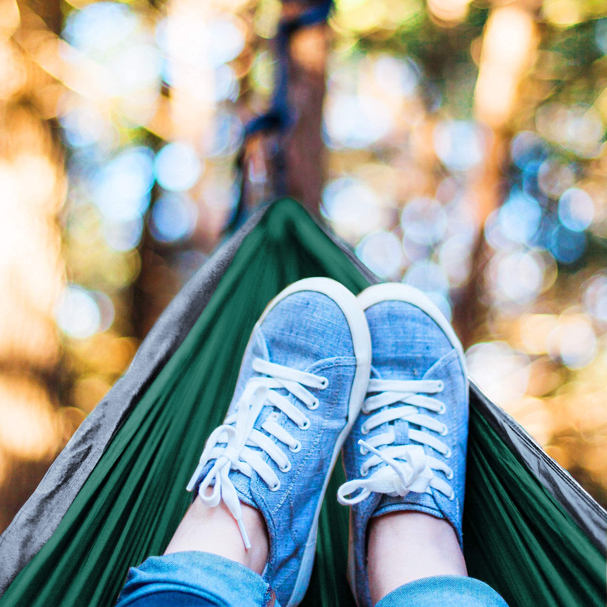 Hamaca de camping – Hamacas dobles o individuales con correas de árbol – Hamaca portátil grande para 2 personas – Hamaca ligera de nailon de paracaídas – XL para mochileros, viajes