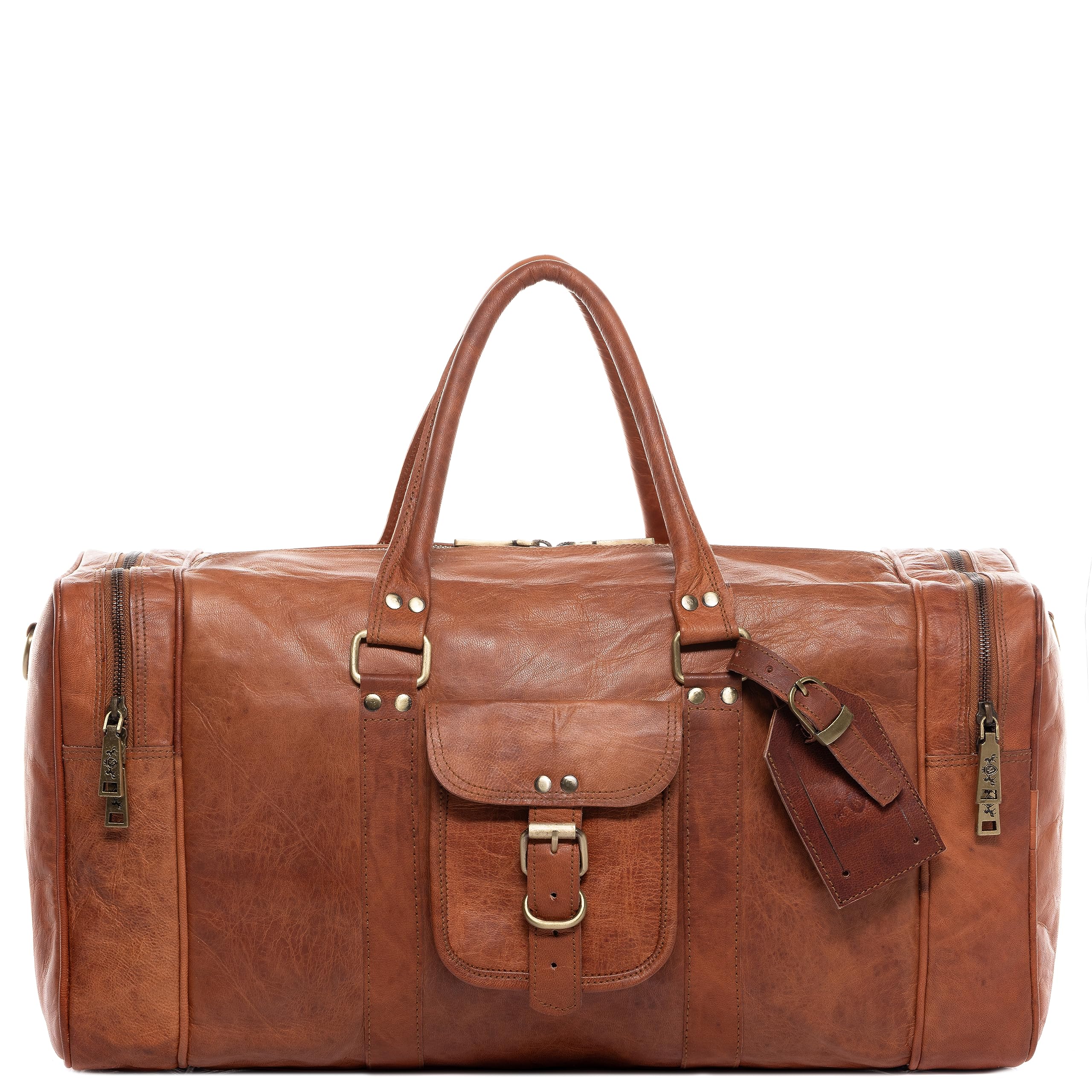 SID & VAIN Weekender Landon Sporttasche groß Herren 60 cm Reisetasche Handgepäck braun Vintage Leder