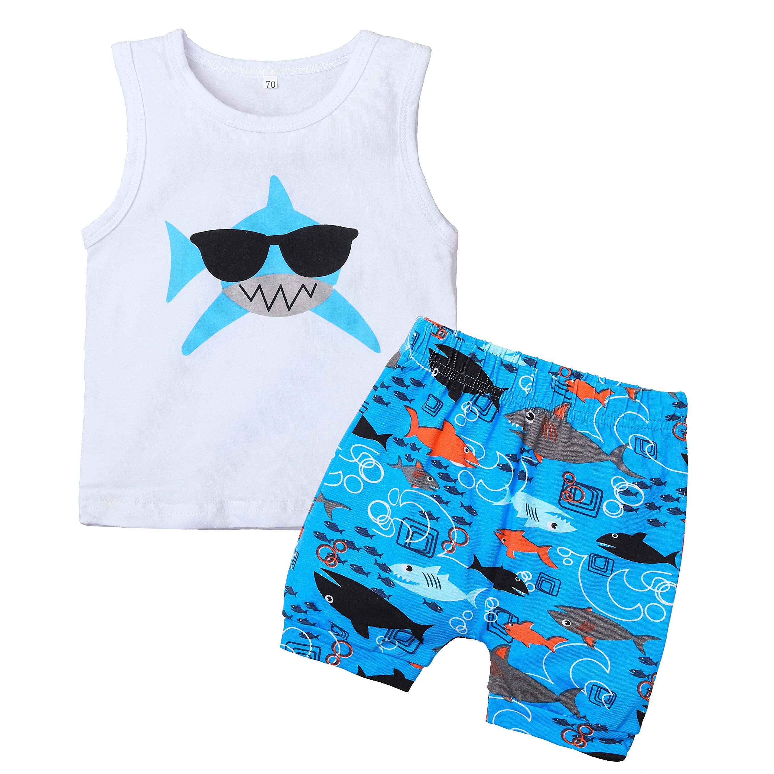 U·nikaka Infant Toddler Baby boy Clothes Summer Short Sleeve Vest Cotton Tops+Pants 2PCS Black Blue Camo White Red