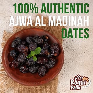 Royal Palm Ajwa Dates Al Madina 400g - Premium Vegan, No Added Sugar, Fiber-Rich Antioxidants for Snacking & Baking