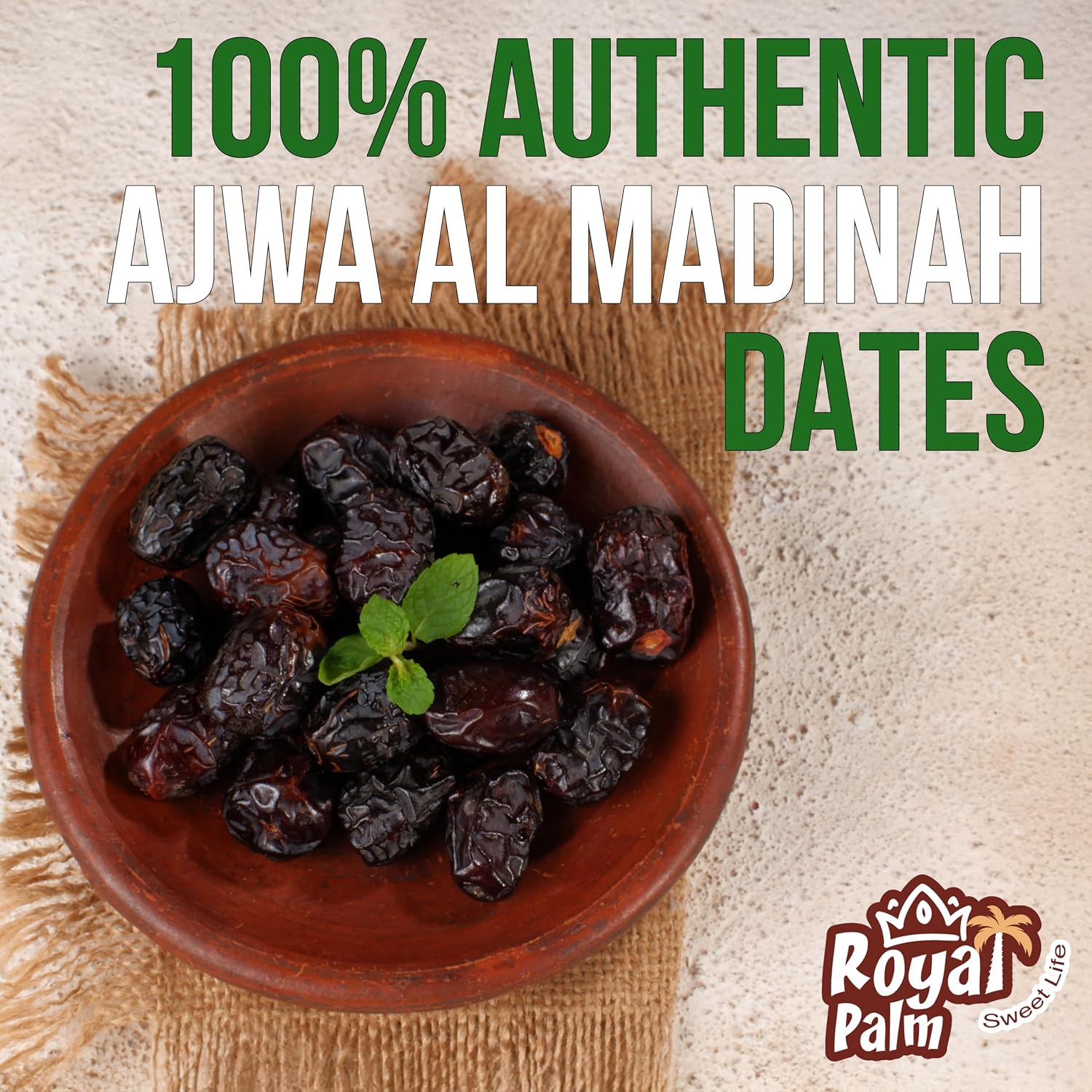 Royal Palm Ajwa Dates Al Madina 400g - Premium Vegan, No Added Sugar, Fiber-Rich Antioxidants for Snacking & Baking