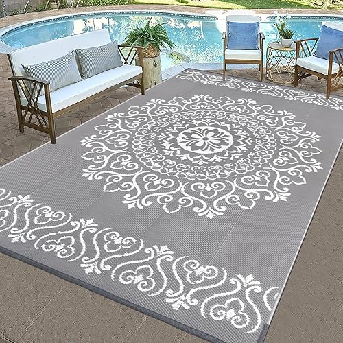 Miniatura 3 de Pauwer Alfombra impermeable para exteriores de 6 x 9 pies, reversible de paja de plástico, para patio, campamento, interior y exterior, para