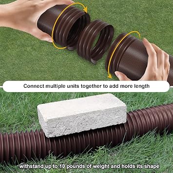 plusgutter 2 Pack Rain Gutter Downspout Extensions, Flexible Downspout Extender with 58+68 Extendable Pipes for Rain Water Drainage, Durable Down Spout Drain Extension with Connector (Brown)