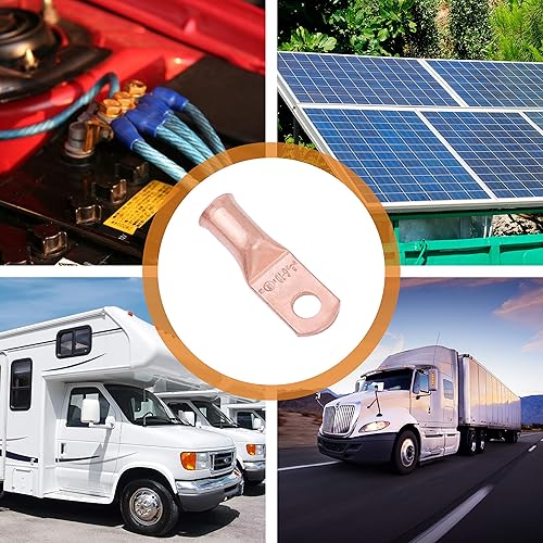 Miniatura 81 de SELTERM - 2 terminales de anillo resistentes para cable de batería, calibre 4 AWG, pernos de 3/8 pulgadas, terminales de calibre 4, ojales de cobre