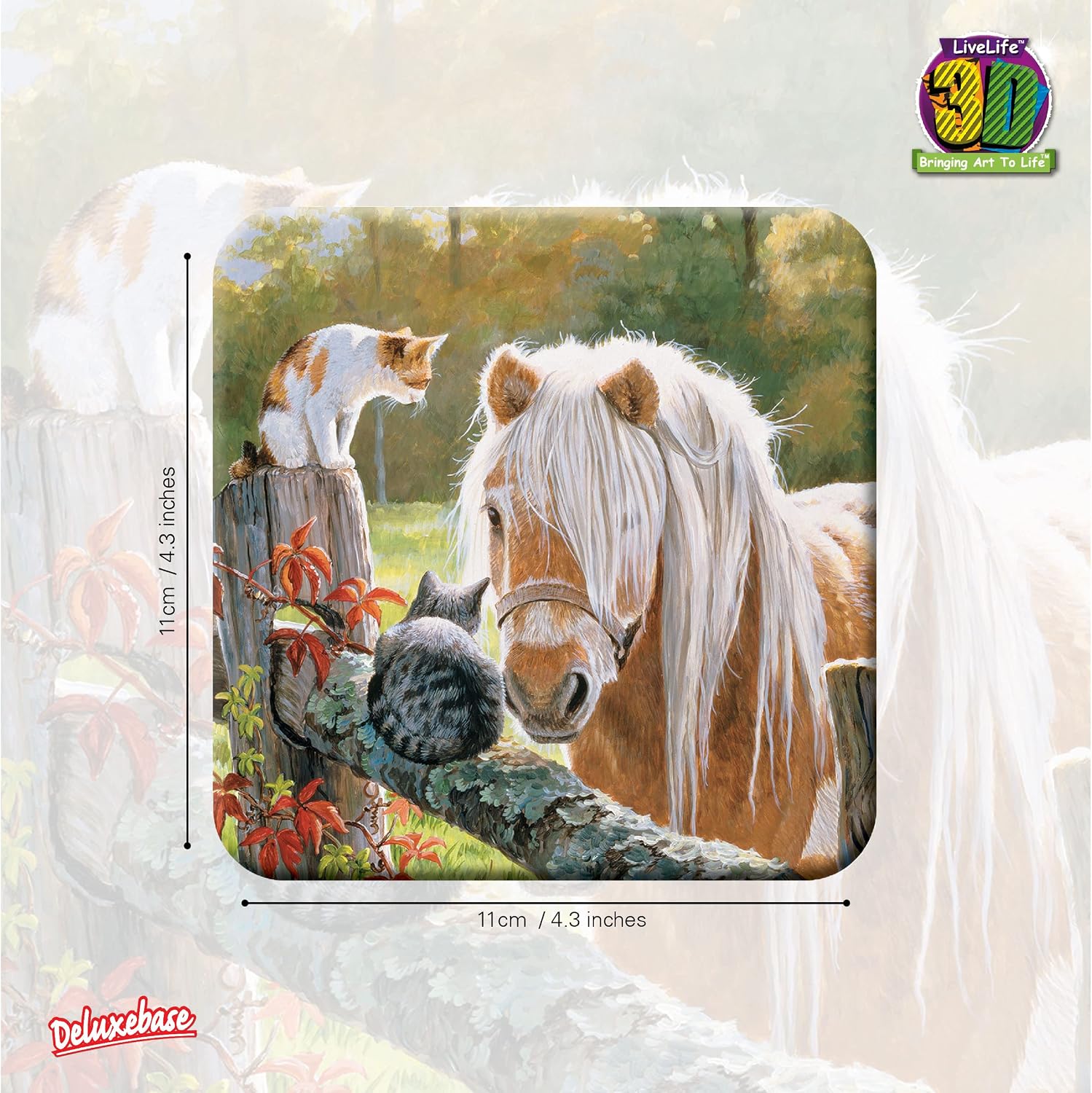 3D LiveLife Cork Coaster - Just Visiting from Deluxebase. Drinks Coaster with Lenticular 3D Animal Image. Non-Slip Protective Table Drink Mat for Home Decor and Decorative Accessories. image 2