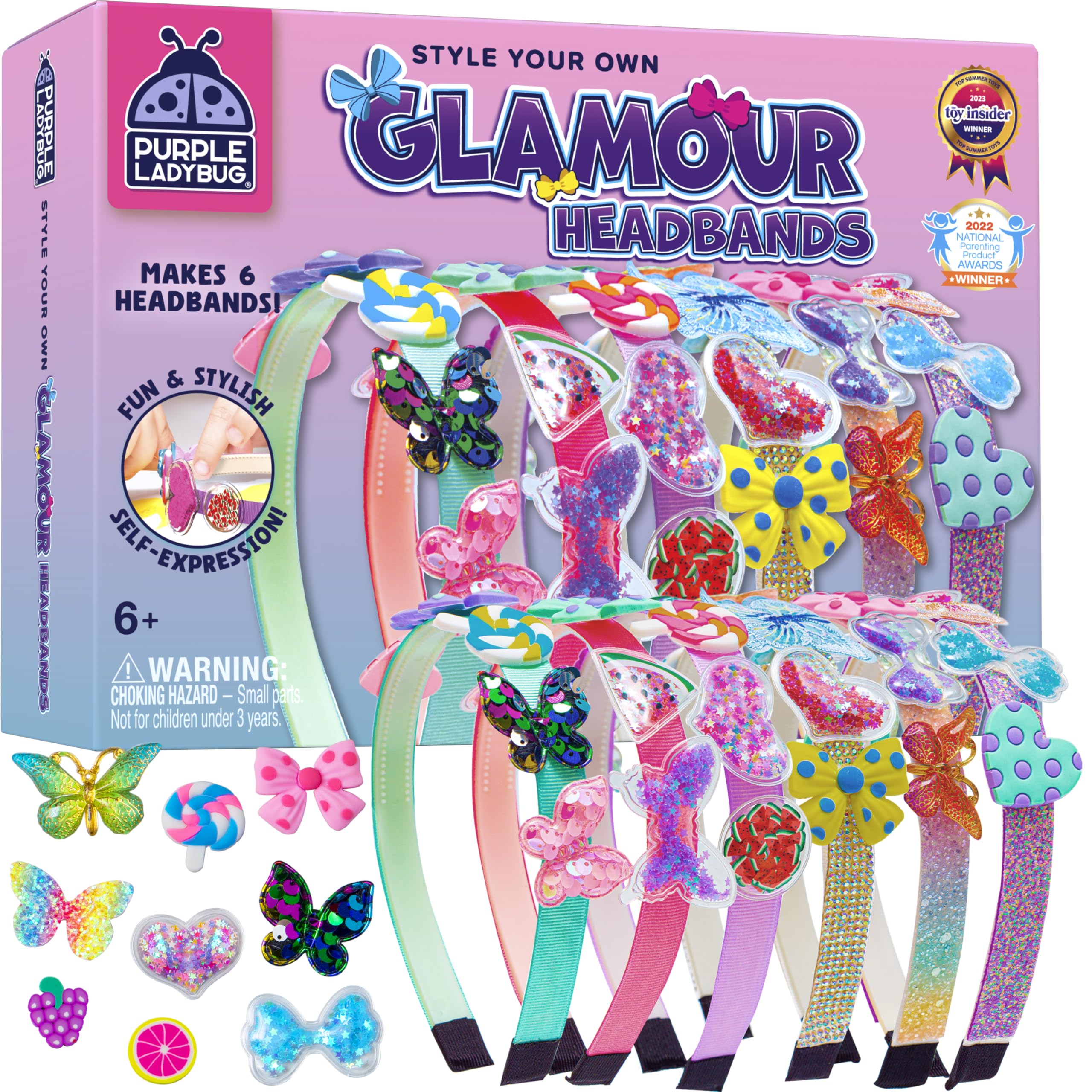 PURPLE LADYBUG Haarreifen Mädchen - Kreatives Basteln Mädchen 6 Jahre - Coole Geschenke für Teenager und Kinder - Haarschmuck Bastelset Kinder ab 7 8 9 10 11 12 13 14 Jahre
