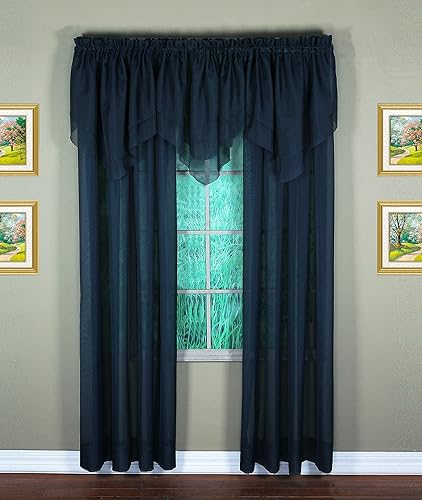 Vista 291 de Today's Curtain - Cortina Emelia de gasa original, panel de 84 pulgadas, negro, 60 pulgadas de ancho x 84 pulgadas de largo