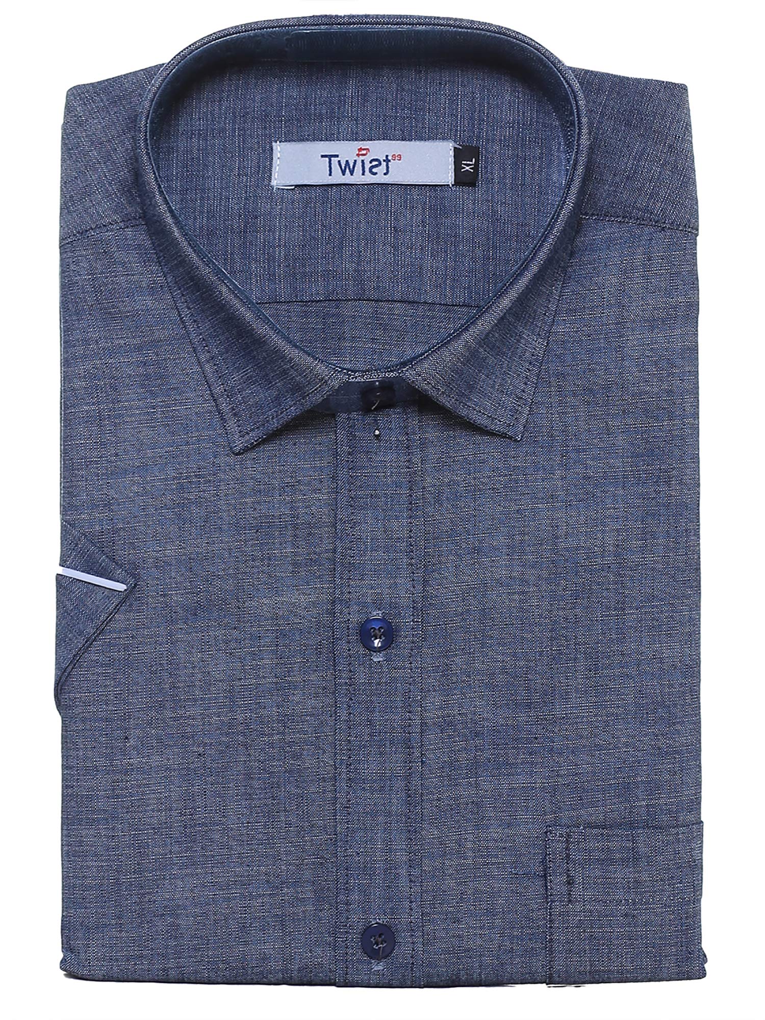 twist99 Men's Denim Linen Half Sleeves Plus Size Size Shirt-picture-53