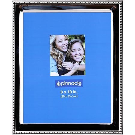 PinnacleFrames Silver Beaded Desk Frame, 8 inch by 10 inch