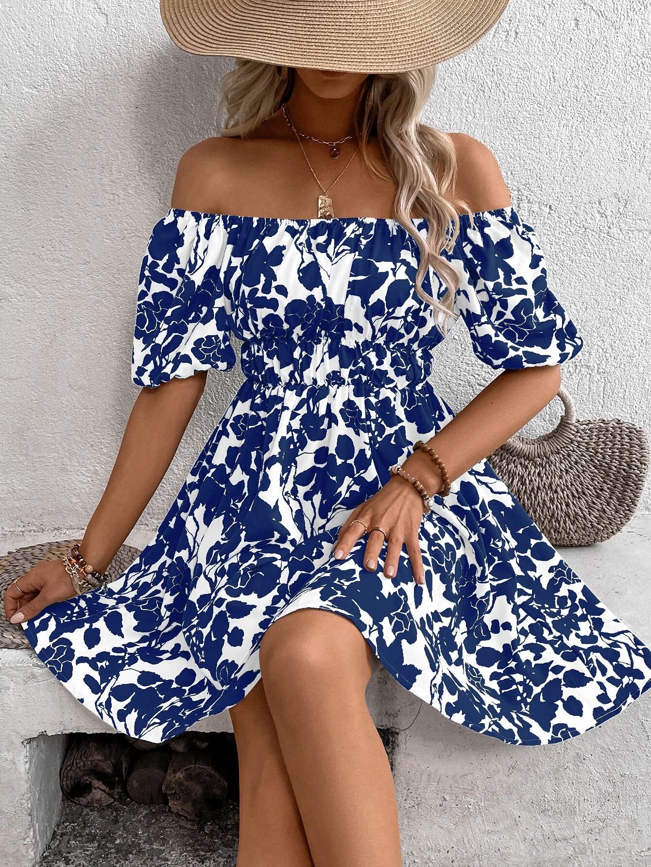 zara off shoulder floral dress Floral Lace-Up Off-Shoulder Midi Women Dress  Zara-Craft