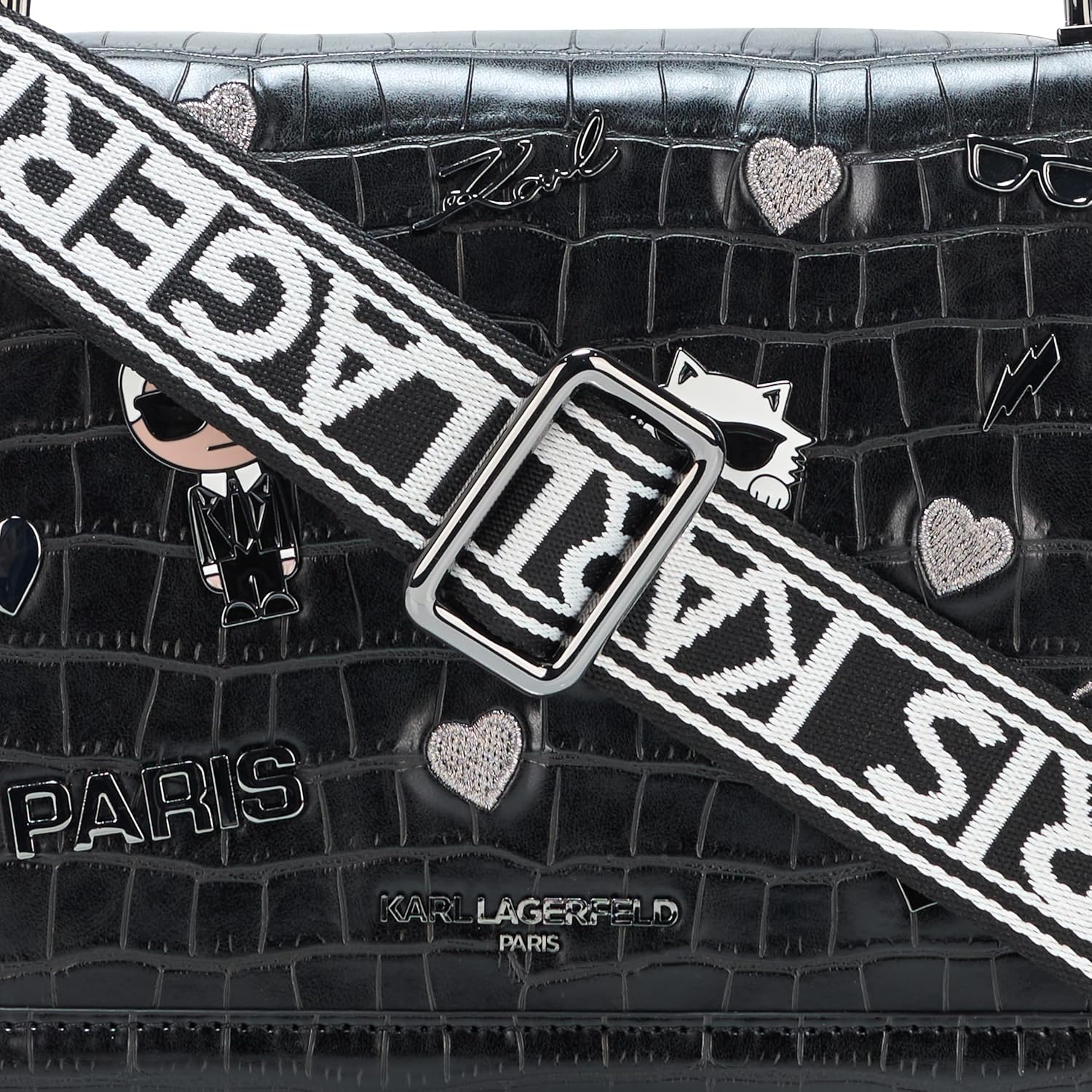 KARL LAGERFELD womens Maybelle Solid Crossbody With Choupette Detail - Image 3