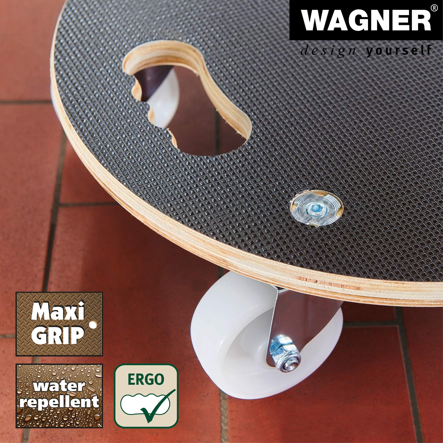 WAGNER Carrello da Trasporto MM 1108 I Ø 38 cm - per carichi Pesanti e mobili I Portata 250 kg I Maniglia di Trasporto Ergo I Superficie Antiscivolo I Certificato FSC®- 20110801