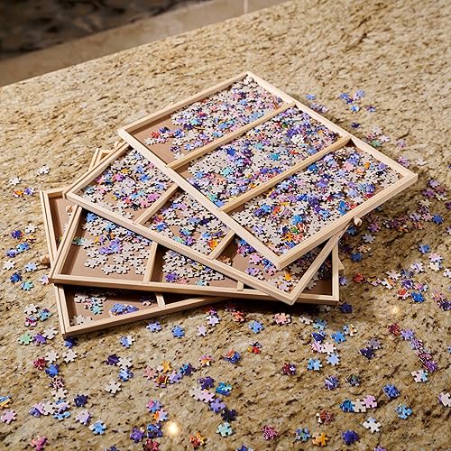 Miniatura 4 de Buffalo Games - Mesa de rompecabezas de madera - Tamaño jumbo se adapta a rompecabezas de hasta 2000 piezas - Cajones de almacenamiento con