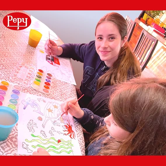 Pepy Watercolor Coloring Book 20 Sheets Total with 10 Plain and 10 Pre-Printed Design Sheets; 9 inches by 12 inches