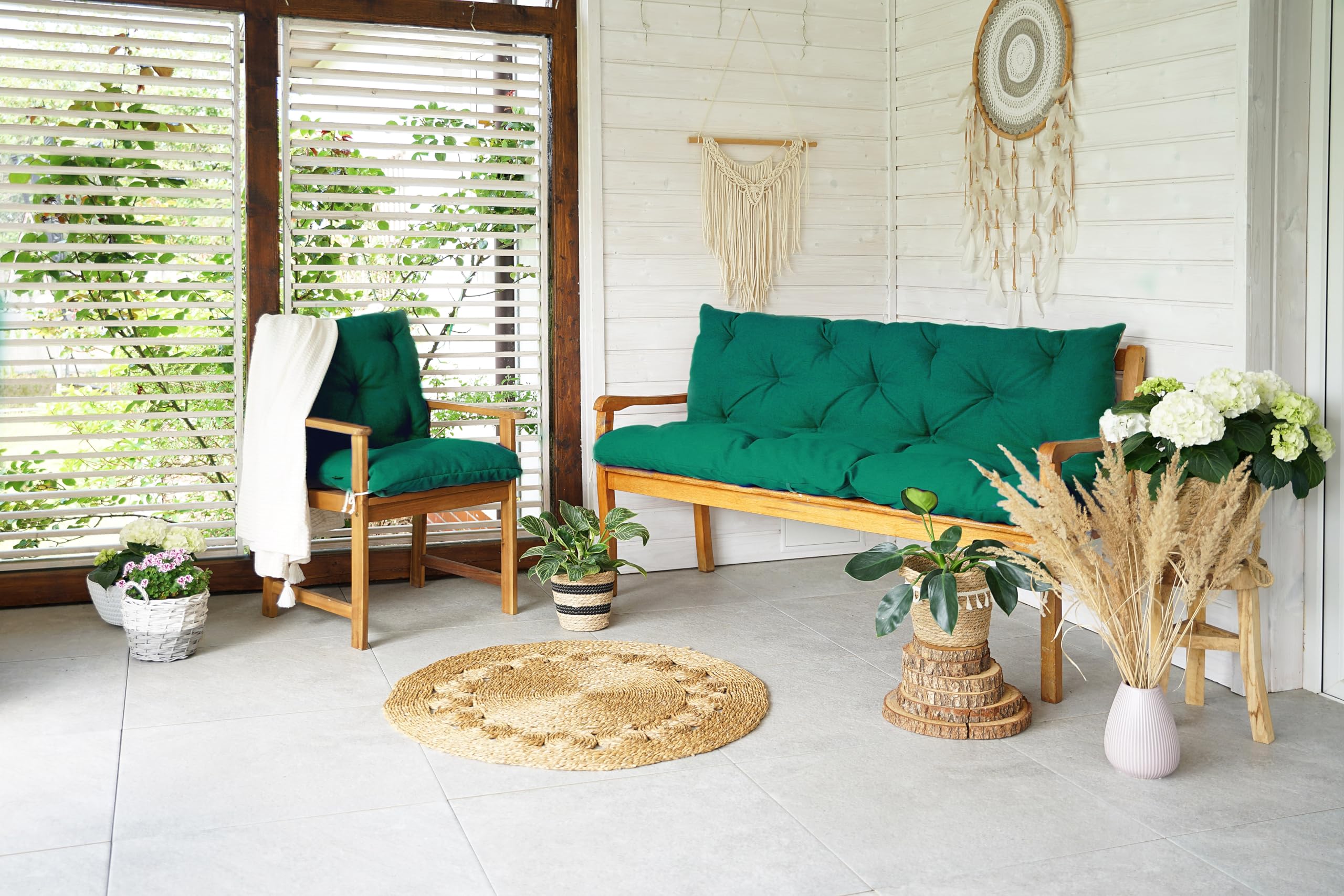 4L Textil Coussin pour Banc de Jardin, balancelle hollywoodienne - Coussin d'assise et de Dossier - Résistant aux intempéries - 100 x 50 x 50 cm - Vert - Résistant aux UV