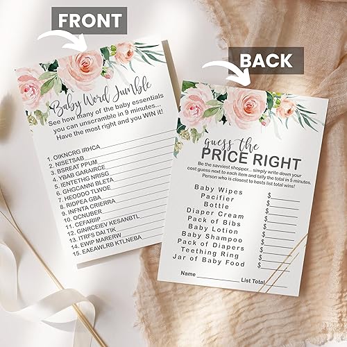 Miniatura 6 de Graceful - Juegos florales para baby shower, 25 cada uno, adivina el precio correcto, Baby Shower Word Scramble, Baby Name Race y Who Knows Mommy