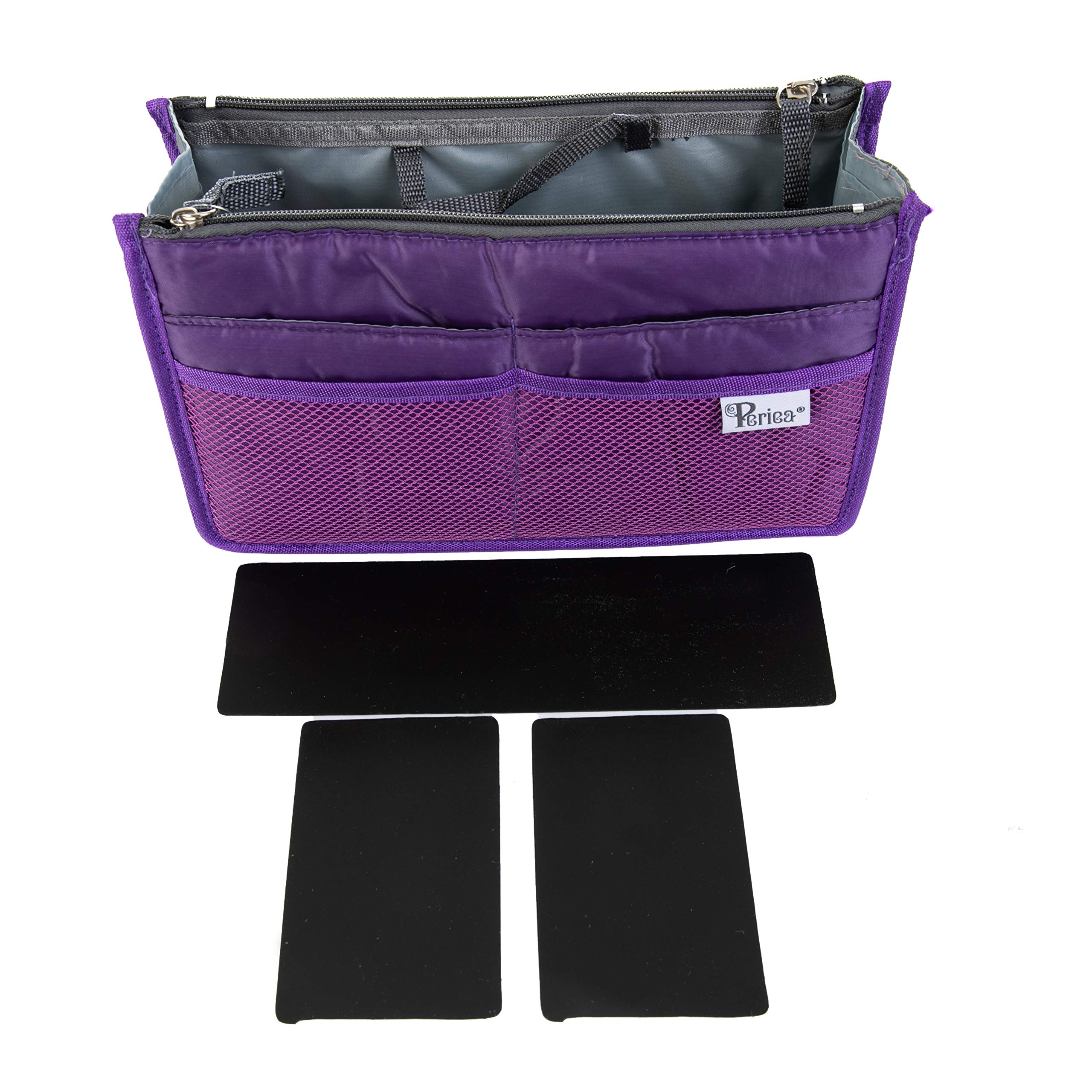 Periea Purple 'Chelsy' Premium Handbag Organiser Insert: Structured Travel Pouch For Tote Bag, Purse Insert For Efficient Bag Organisation - Medium,