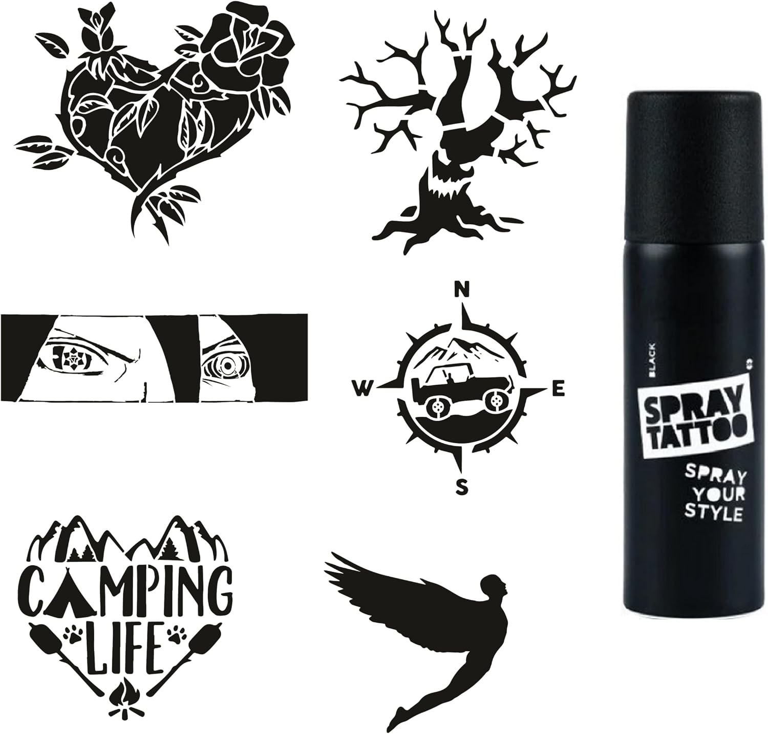 Kamp ve Doğa Spray Tattoo Geçici Dövme Yapma Seti Sprey Dövme Kiti