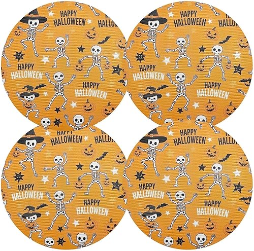 Miniatura 2 de Cute Dancing Skeletons Table Placemats, Non Slip Winter Placemats Washable for Kitchen Table one sizex4