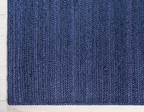 Miniatura 8 de Unique Loom Alfombra trenzada de la colección de yute - Dhaka (2' x 3' 1", rectangular, azul marino)