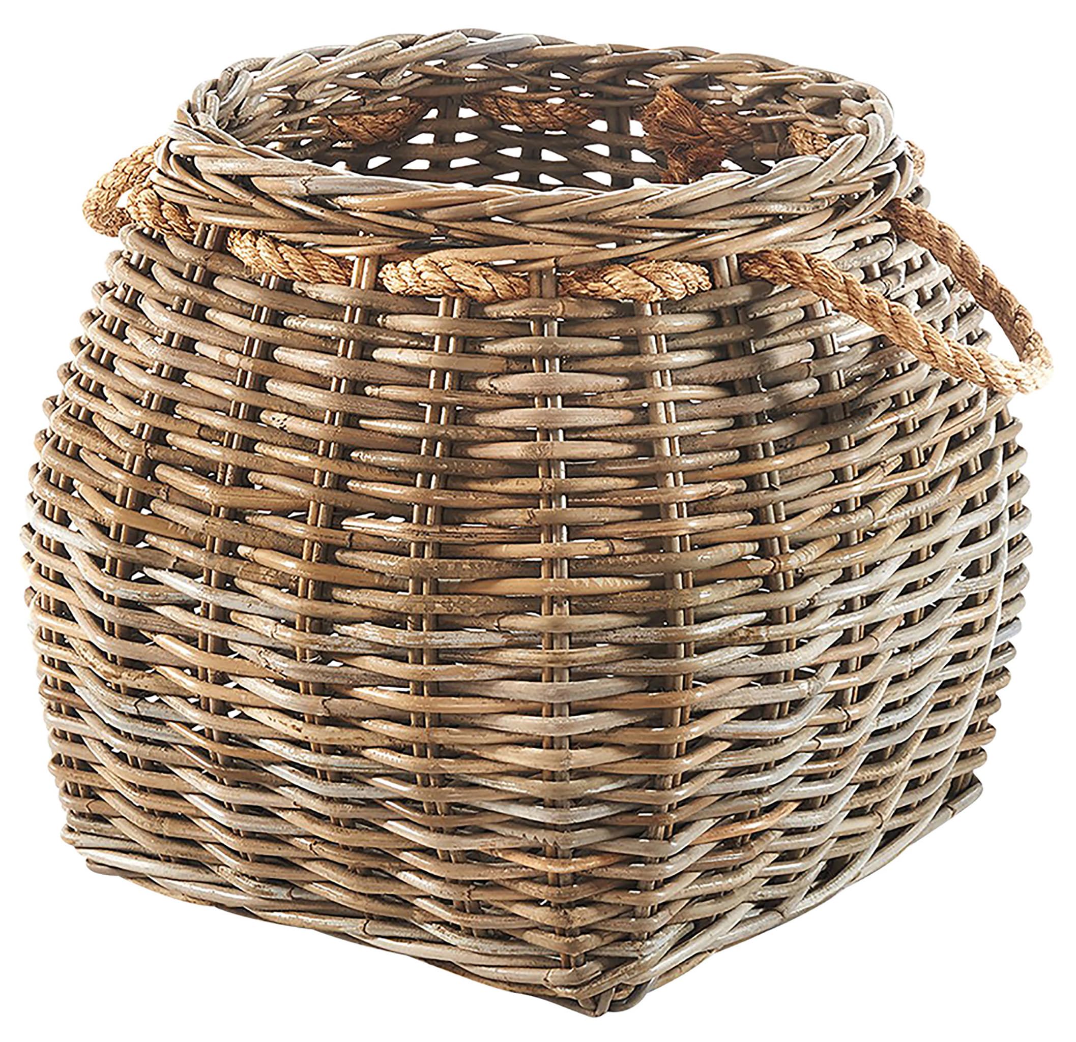 Kobolo Aufbewahrungskorb Flechtkorb aus Rattan mit Seilgriff Kubu Grey