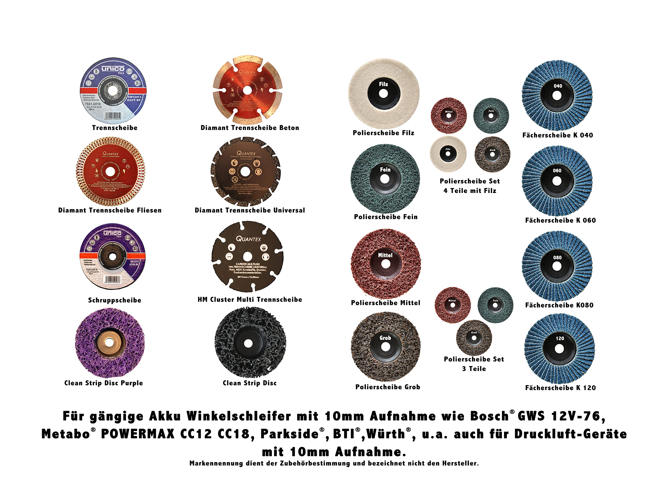 5x Schruppscheiben 75 Mm – 4 Mm Stark, 10 Mm Bohrung, T27 Gekröpft Für Akku-/Druckluftschleifer (z.B. Bosch GWS)