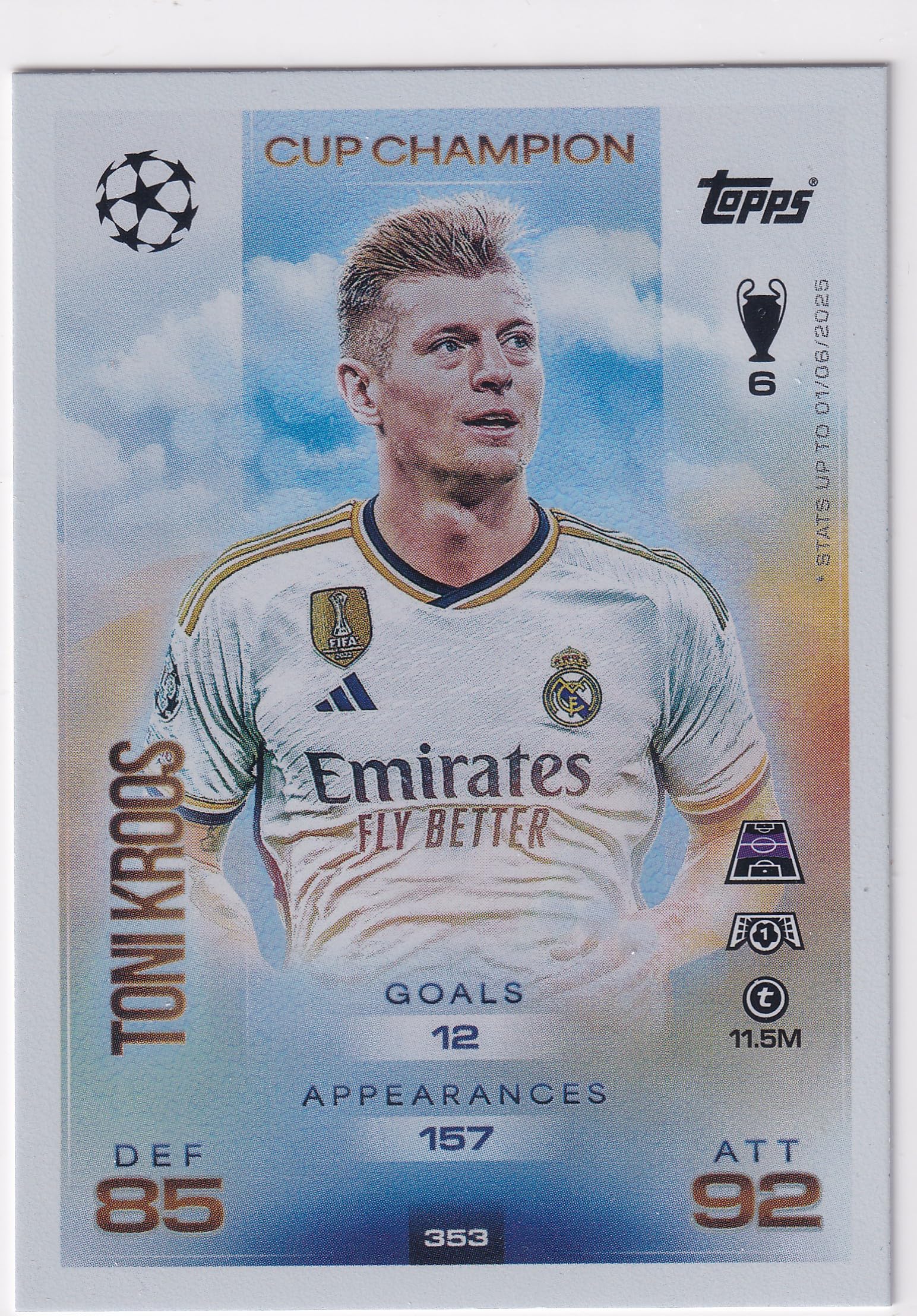 Match Attax 2025 2026 Cup Champion Trading Card(s) You Select (Toni Kroos 353)