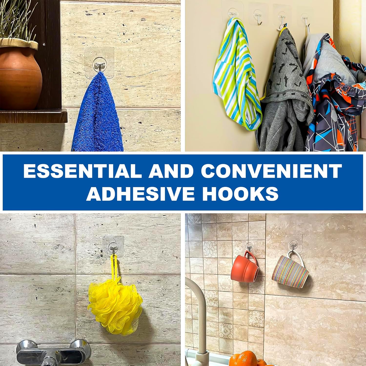 Eightiz 20 Pcs Flower Hook PVC Heavy Duty Self Adhesive Stainless Hooks, Transparent Waterproof and Oilproof Wall Hooks for Kitchen Bathroom Shower Door Outdoor Home Improvement Utility Hook Eightiz 20 Pcs Flower Hook PVC Heavy Duty Self Adhesive Stainless Hooks, Transparent Waterproof and Oilproof Wall Hooks for Kitchen Bathroom Shower Door Outdoor Home Improvement Utility Hook