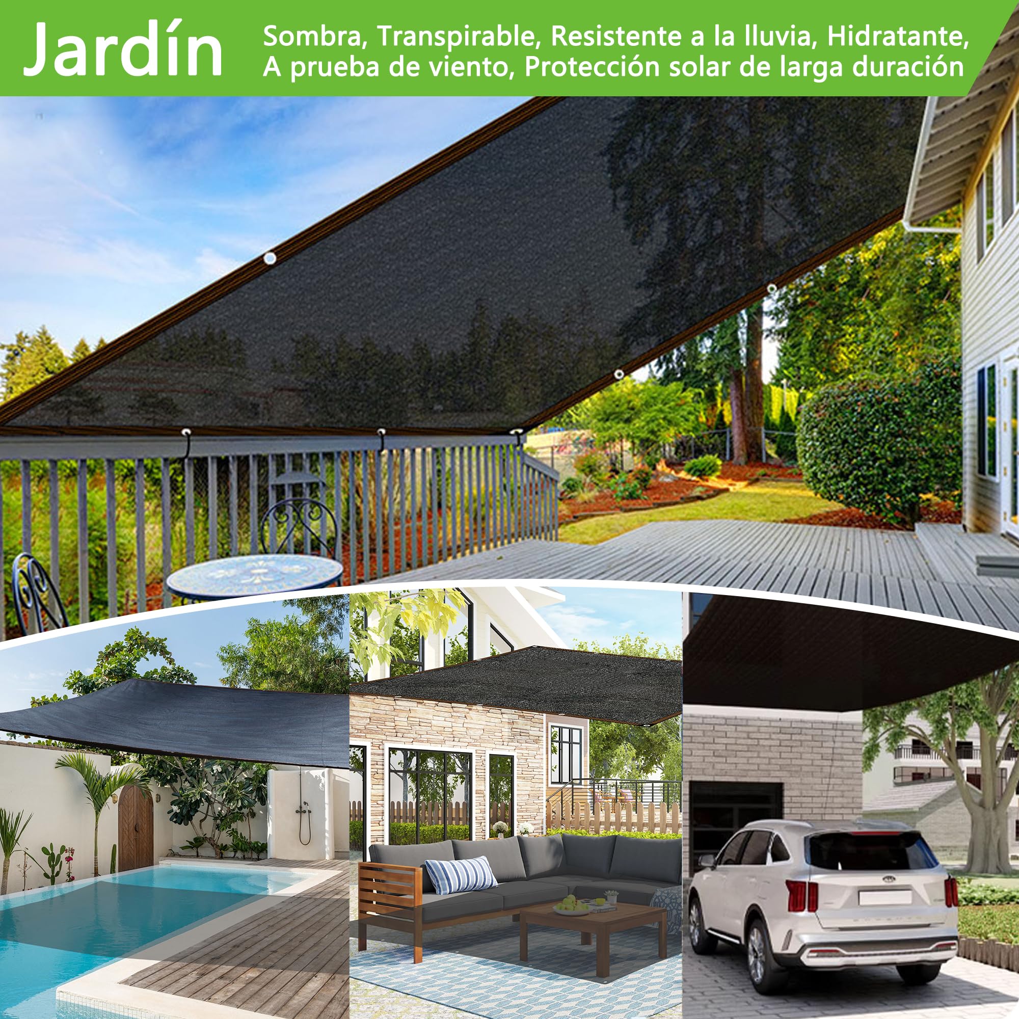 Red de Sombra, 2x2m Malla Sombra 95% UV Toldo Vela de Sombra, PañO de Sombra Invernaderos Cortavientos para Cubrir con Ojales, para Invernadero/Jardín/Pérgola/Patio Césped