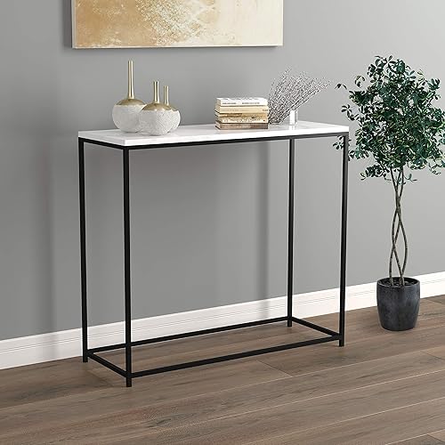 Miniatura 2 de Safdie & Co. - Mesa consola de metal, mesas de consola de mármol negro para entrada, uso como mesa de entrada, mesa de barra estrecha o muebles