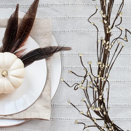 Miniatura 6 de CWI - Guirnalda de marfil  5 pies  Guirnalda artificial para manto, arco, mesa y entrada