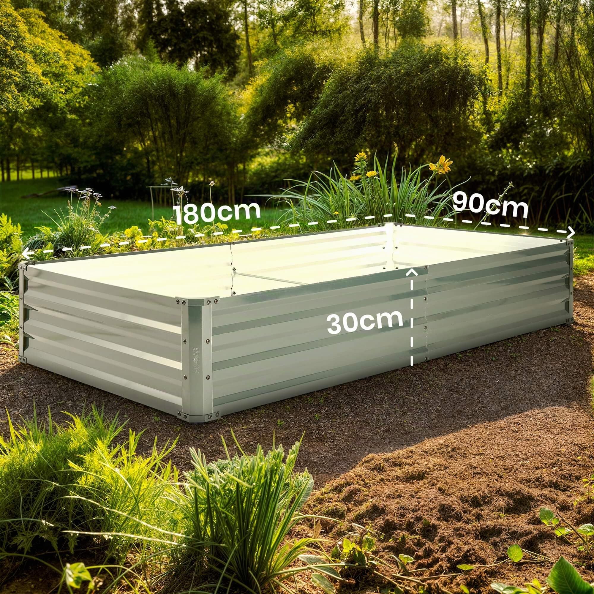 Arebos Set de 2 Camas elevadas de Metal 180x90x30 cm | Cama de jardín de Acero galvanizado | Cama de plantación Resistente a la Intemperie y al óxido | Kit de Cama elevada sin Base