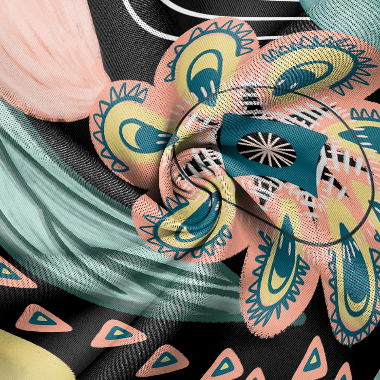 Bohemian Floral Curtains for Home Living Room Bedroom Decor,Flowers Tropical Botanical Printed Blackout Thermal Insulated Grommet Window Treatments,2 Panels,Each W26 xL63