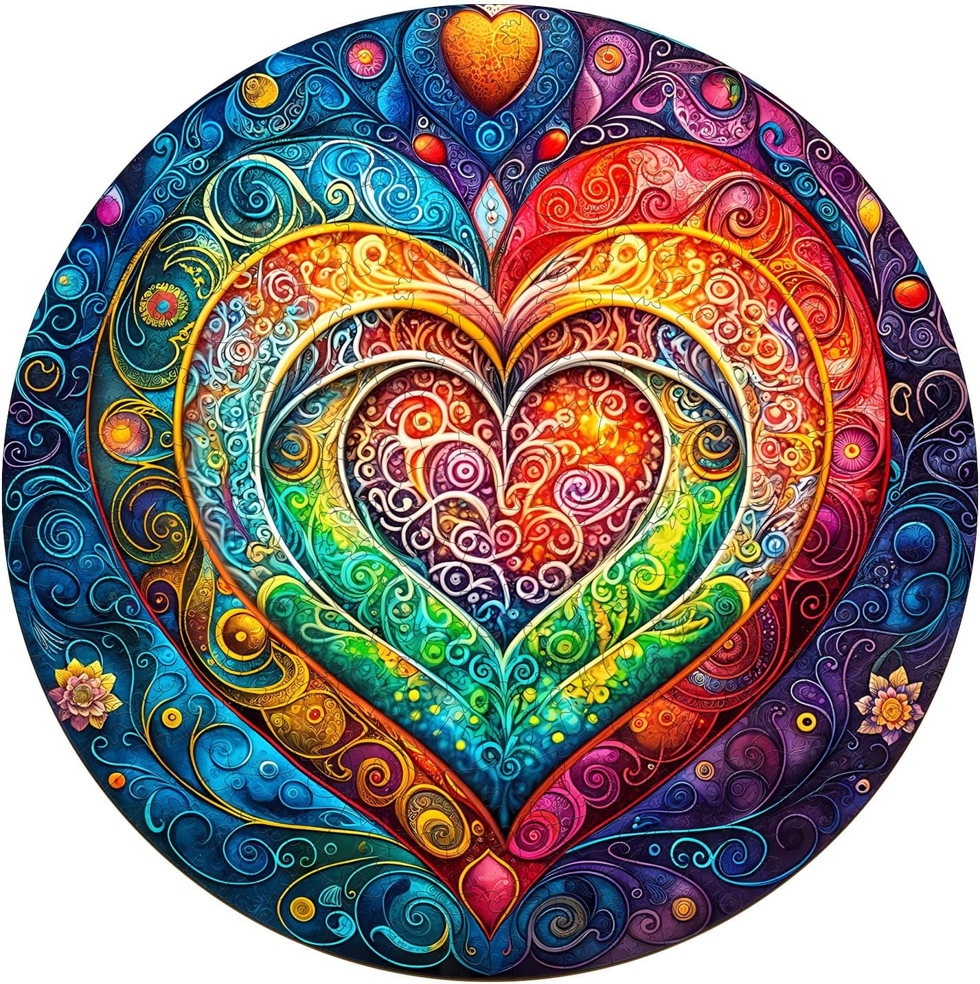 Wooden Puzzles for Adults - Mandala Heart Wood Puzzles Adult - Unique Animal Shape Wooden Jigsaw Puzzles for Adults - Birthday Gifts for Puzzle Lovers (M-11.4 * 11.4in - 200 Pieces)