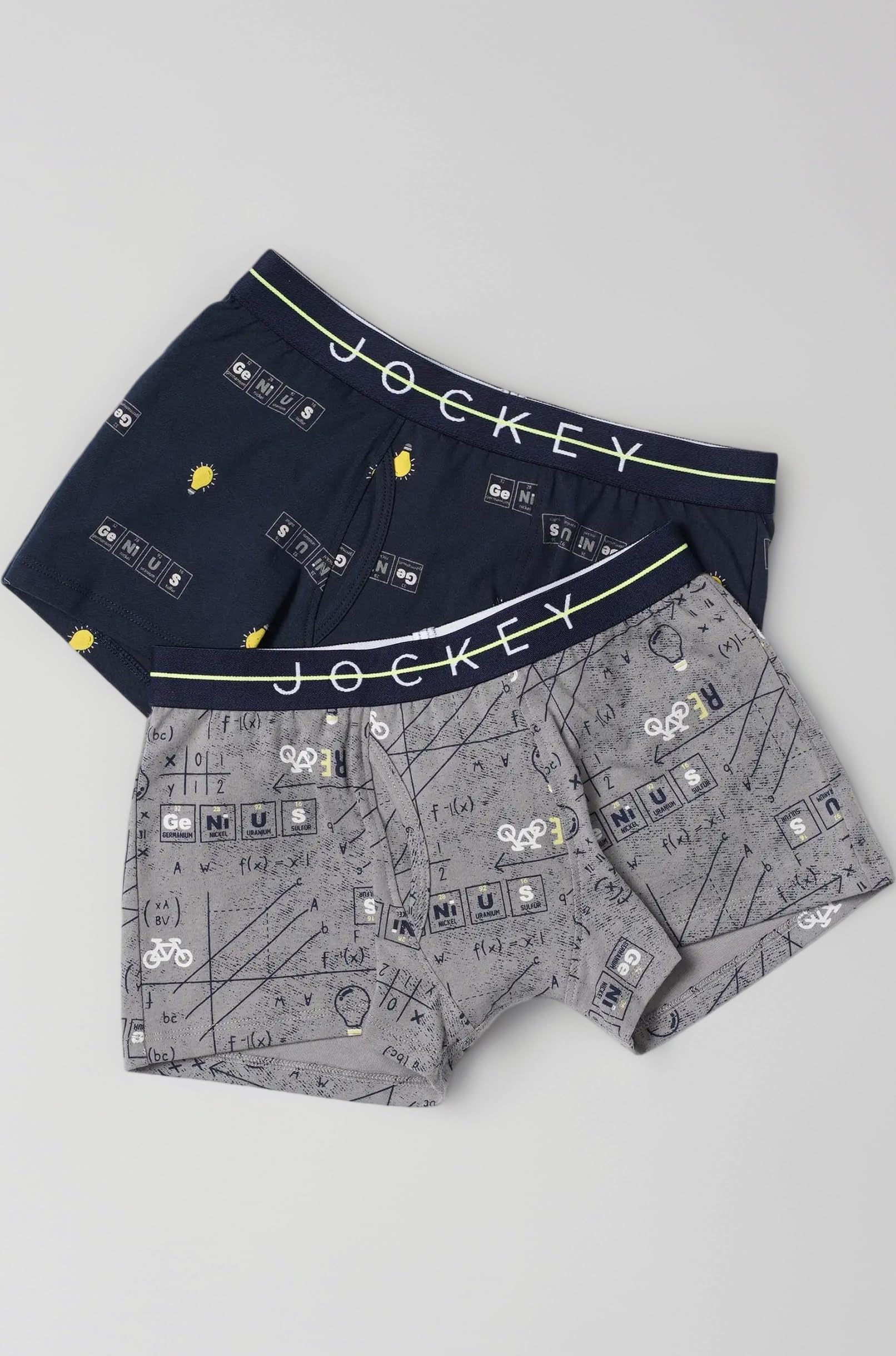 NB02 Boy's Super Combed Cotton Elastane Stretch Printed Trunk with Front Open Fly and Ultrasoft Waistband (Pack of 2)