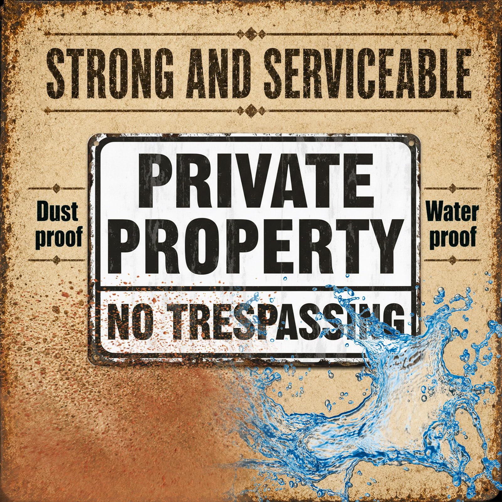 LEIFIDE Lot de 12 panneaux « No Trespassing Private Property » - 17,8 x 25,4 cm - En aluminium réfléchissant - Panneau d'avertissement résistant aux intempéries pour la sécurité des biens - Noir