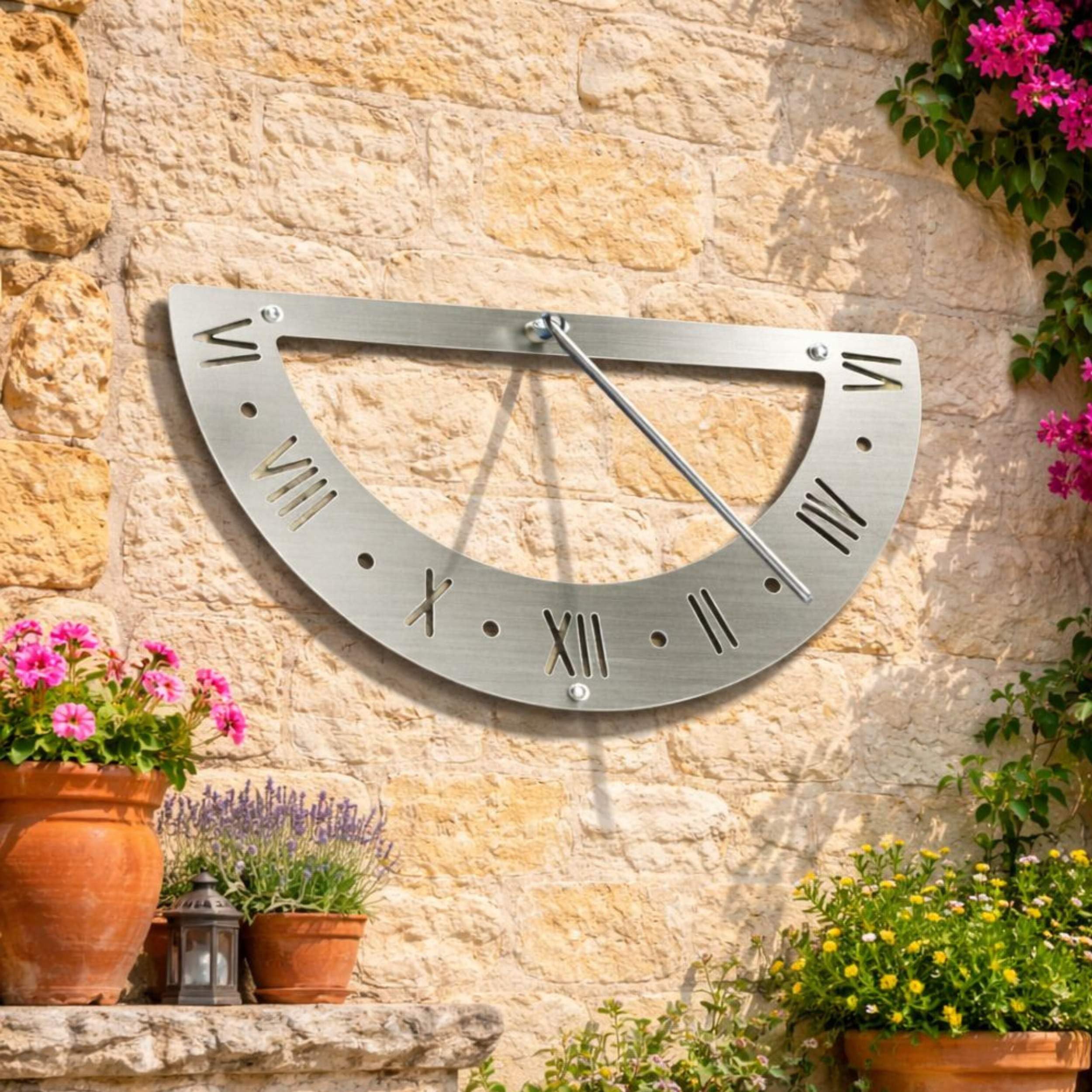 DanDiBo Reloj solar de acero inoxidable para la pared, 70 cm, inoxidable, 96206, orientable, resistente a la intemperie, reloj de jardín moderno de metal