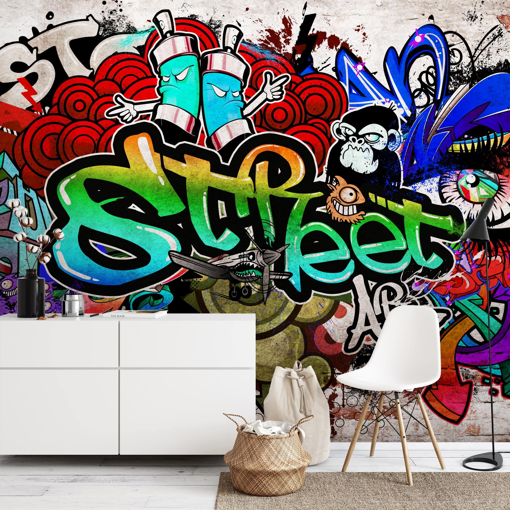 Runa Art - Fototapete Graffiti Streetart - Vlies Wand Tapete Wohnzimmer Schlafzimmer Moderne Wanddeko Bunt 528 x 280 cm 9218015a