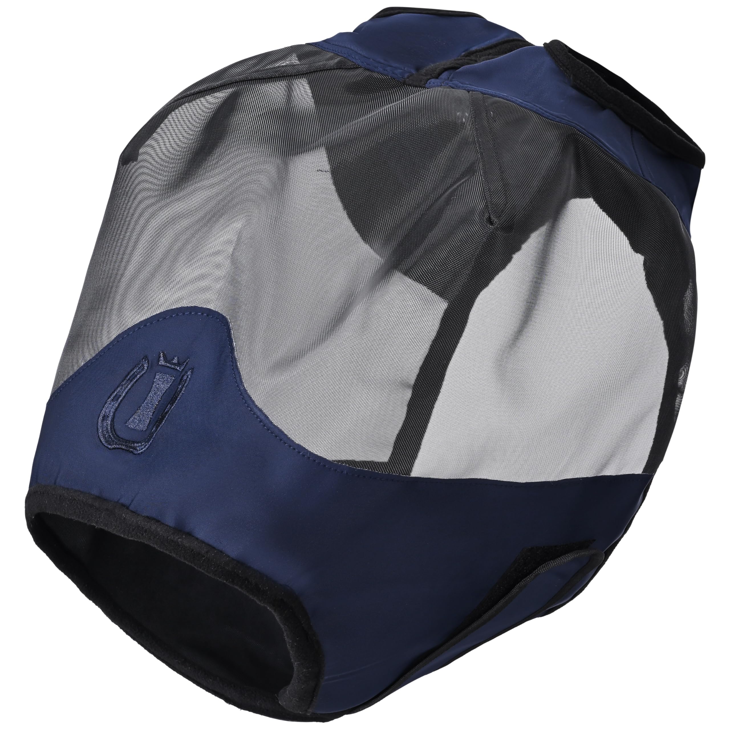 Imperial Riding IRH Fly Shield, Fly Mask with UV Mesh and Fleece Edging, Navy without Ears, Cob