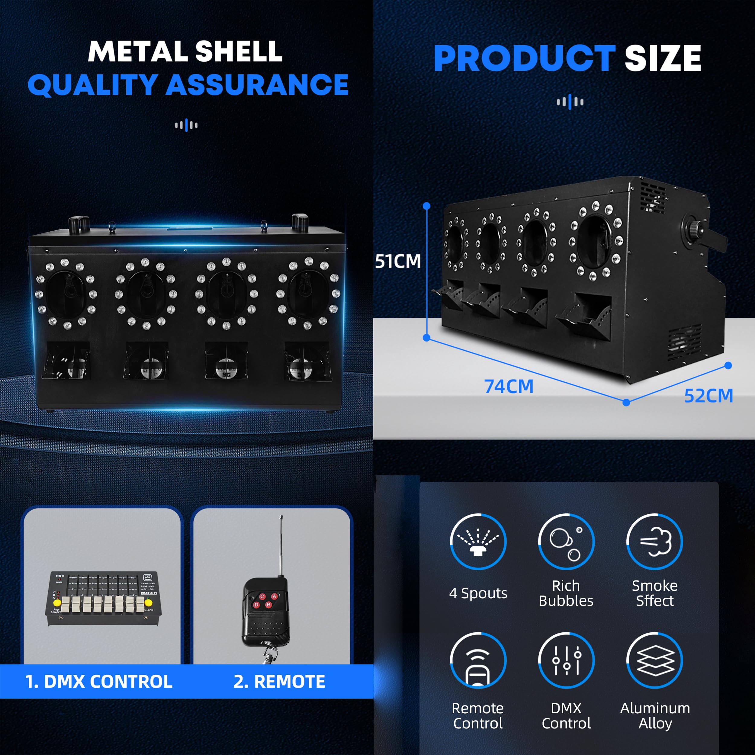 バブル・マシン, 2 in 1 スモークバブルメーカー, 400W 　演出　泡 Amazon.co.jp: スモークバブルマシン 4つのノズルデザイン、13個