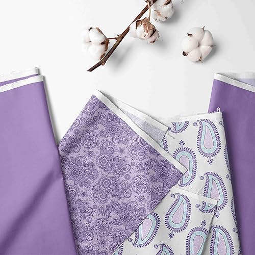 Miniatura 2 de Bacati - Funda acolchada para cambiador con estampado floral de cachemira (lilamoradoaguamarina Paisley)