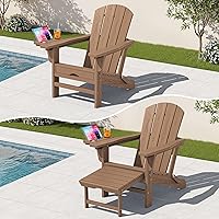 Vista 20 de KINGYES Silla Adirondack Plegable Ajustable con Reposapiés y Organizador de Reposabrazos Multifuncional 4 en 1, Silla Reclinable Adirondack Plegable