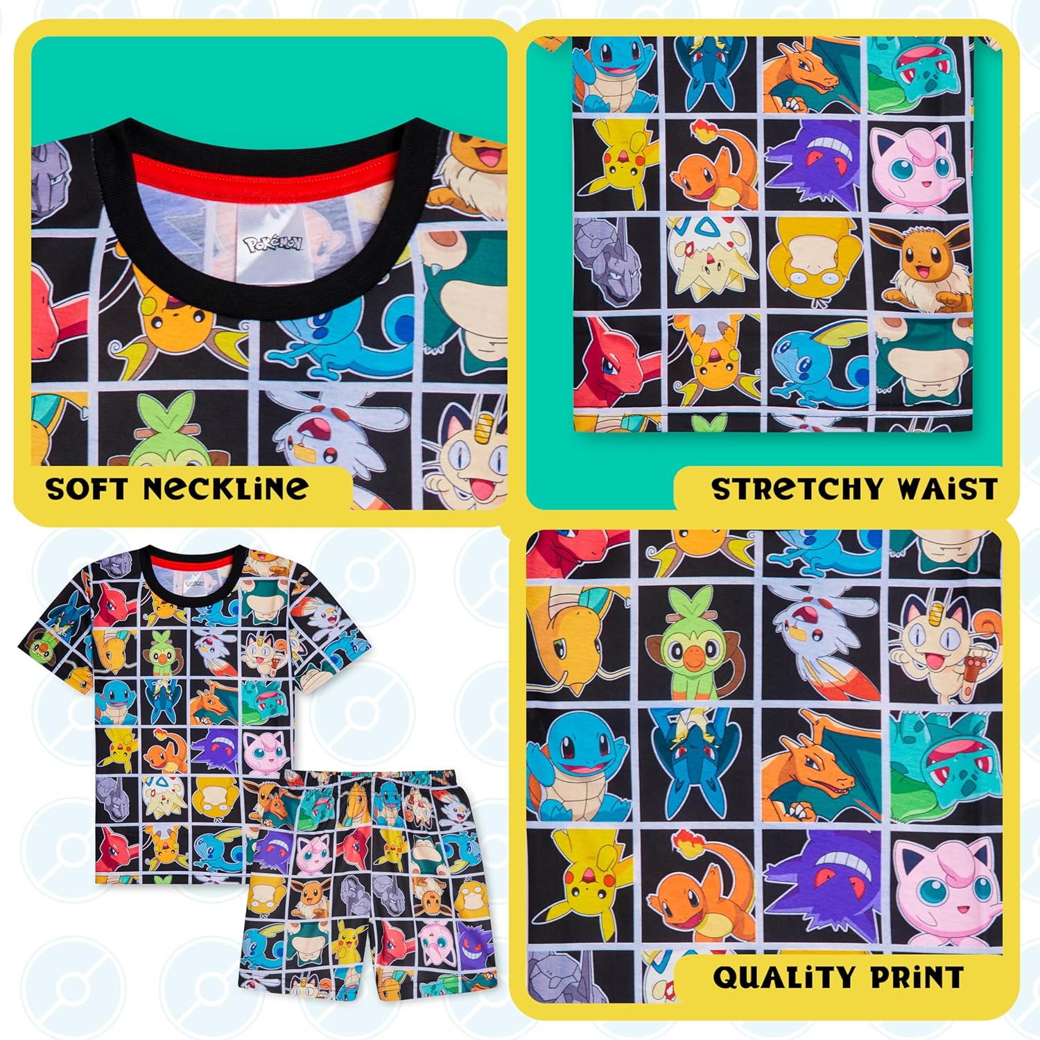 Pokemon Boys Pyjamas for Kids and Teenagers T-Shirt and Shorts Summer PJs Gifts for Boys - Image 4